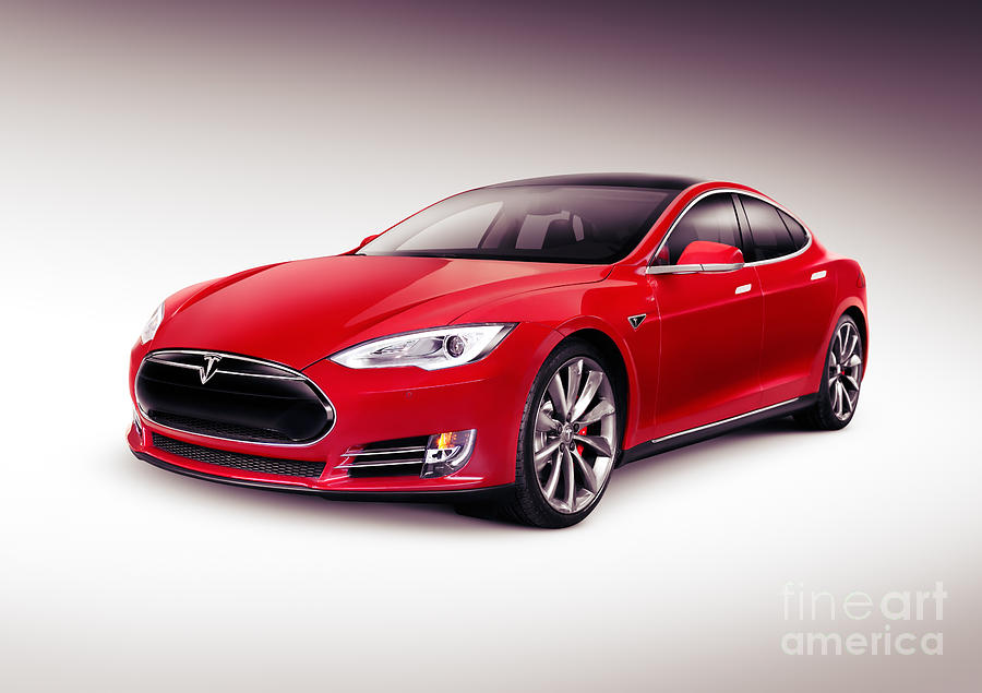 Tesla Model S 2014 red luxury sedan electric car Photograph by Maxim Images Exquisite Prints