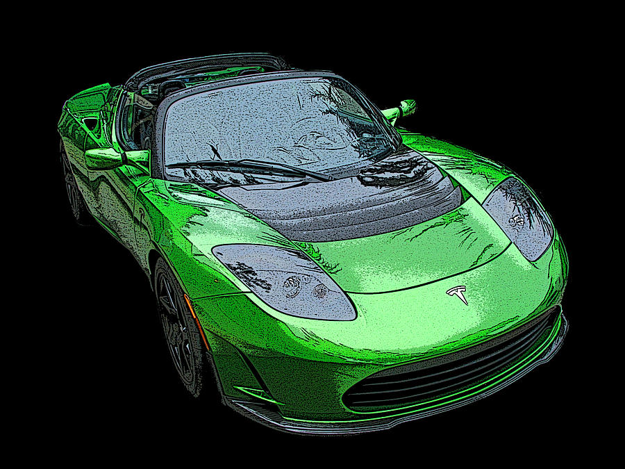 Tesla Roadster in Green Photograph by Samuel Sheats