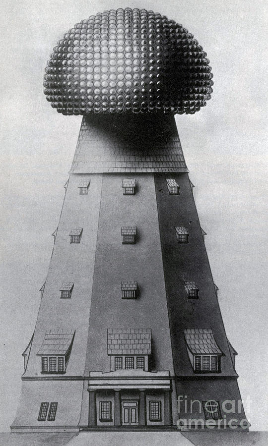 Science Photograph - Tesla Tower For Wireless Transmission by Science Source