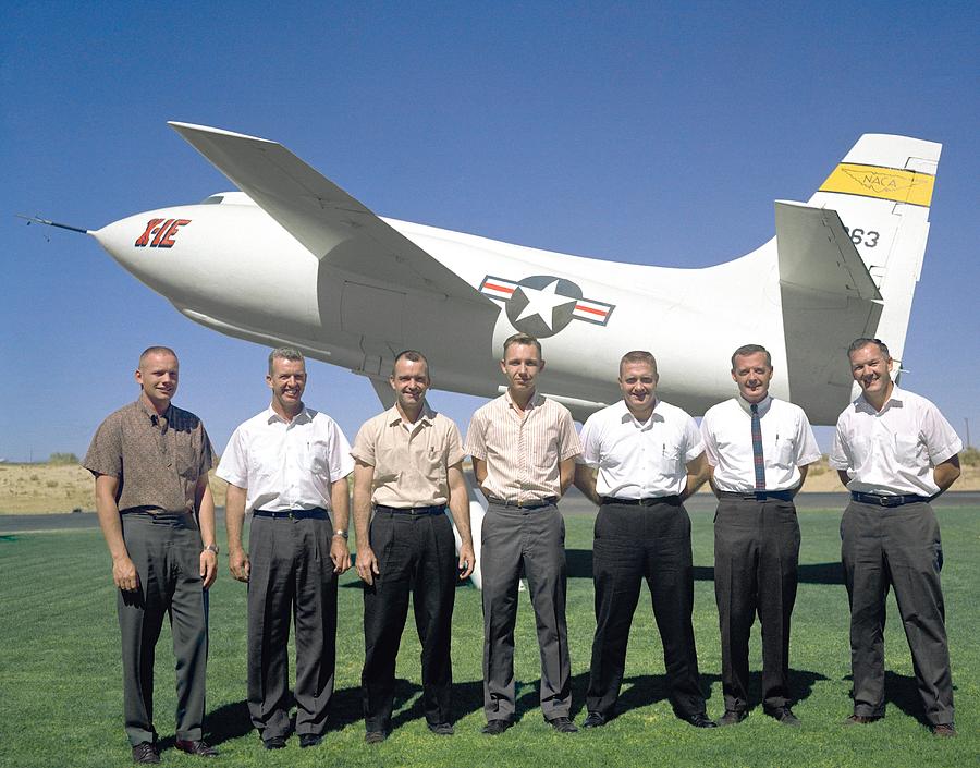 Portrait Photograph - Test pilots and X-1E aircraft, 1962 by Science Photo Library