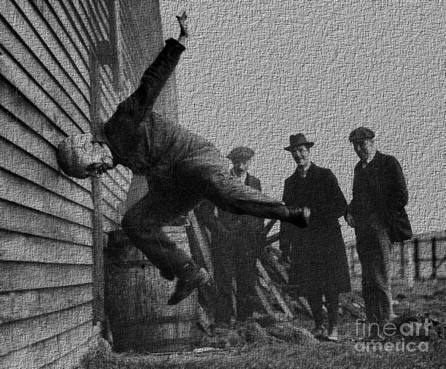 Testing football helmets in 1912 oucHHHHH Photograph by Vintage Collectables