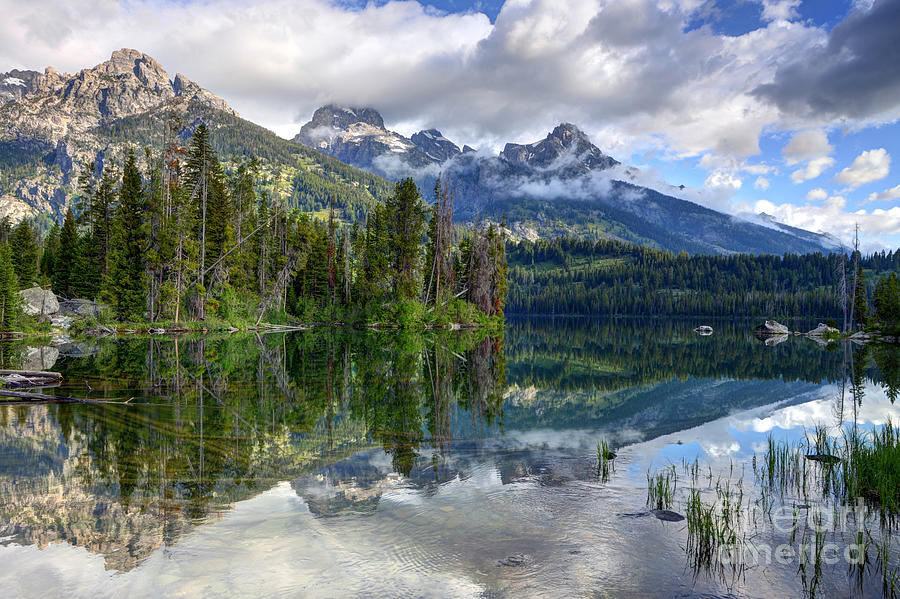 Teton Mountains Reflected in Taggart Lake Photograph by Gary Whitton