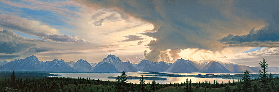 Teton Range from Signal Mountain Painting by Paul Krapf - Fine Art America