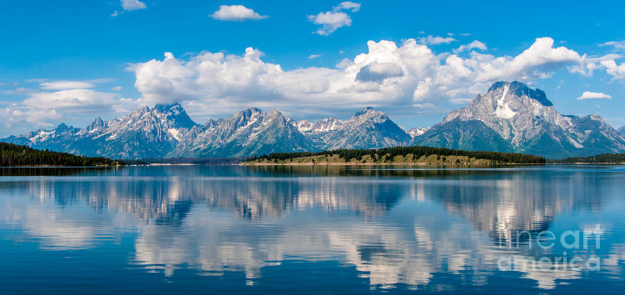 Teton Range Jackson Lake Reflection Photograph by Gary Whitton