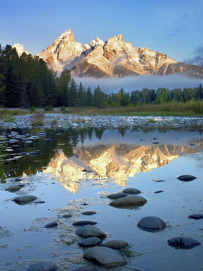 Teton Range Reflected In Water Grand Photograph by Tim Fitzharris