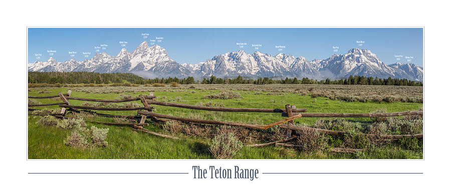 Teton Range With Peak Labels Photograph by Aaron Spong