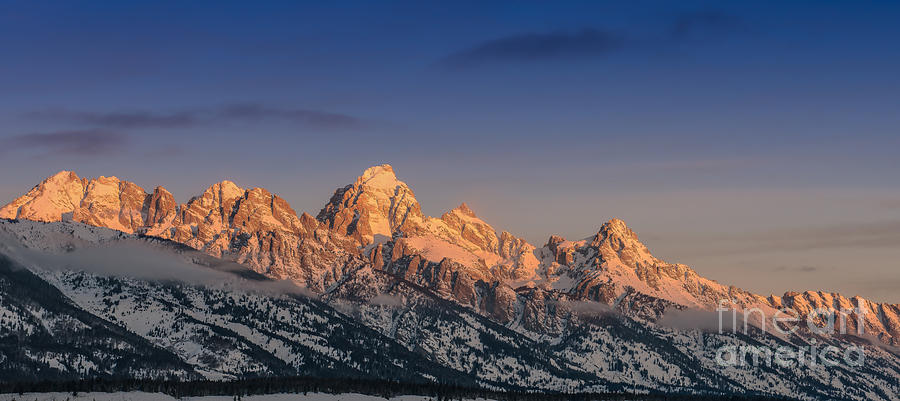 Tetons In Alpenglow Photograph by Brad Schwarm