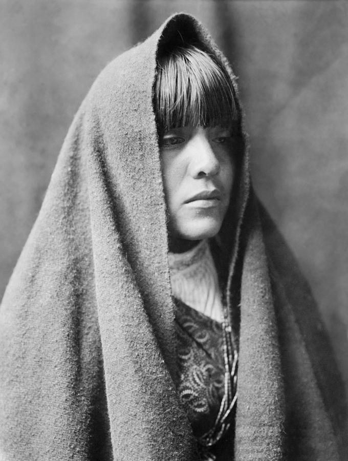 Edward Sheriff Curtis Photograph - Tewa Indian woman circa 1905 by Aged Pixel