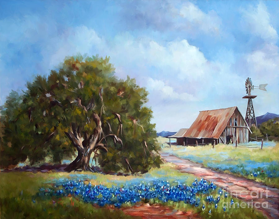 Barn Painting - Texas-barn by Tim Gilliland