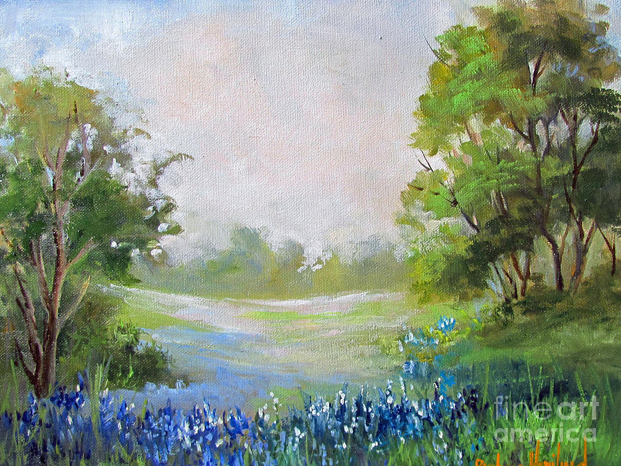 Texas Blue Bonnets Painting by Barbara Haviland