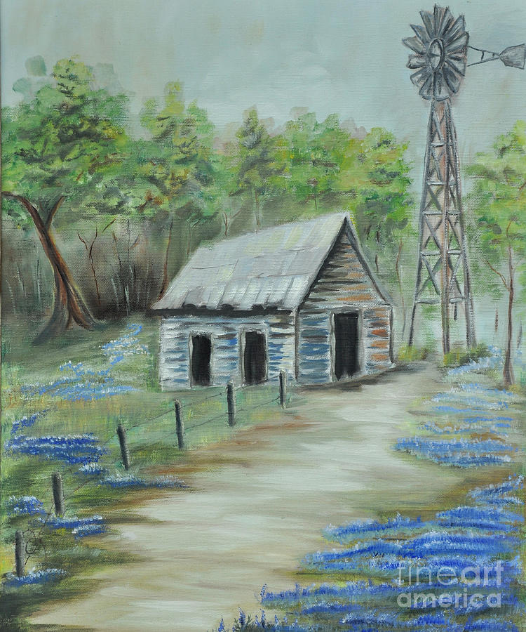 Texas Bluebonnets Painting by Nava Thompson