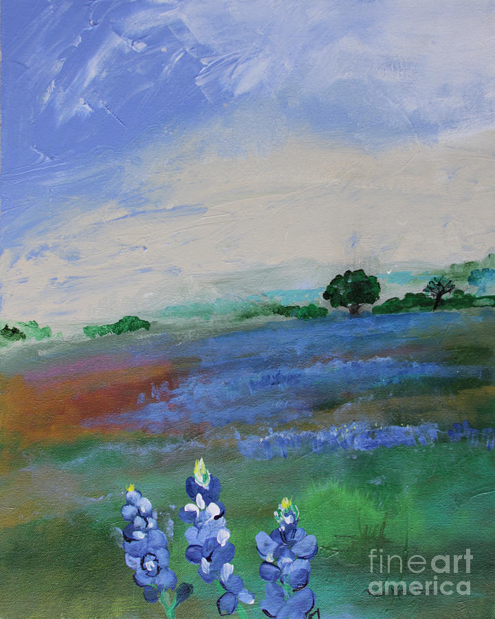 Texas Bluebonnets Painting by Robin Pedrero