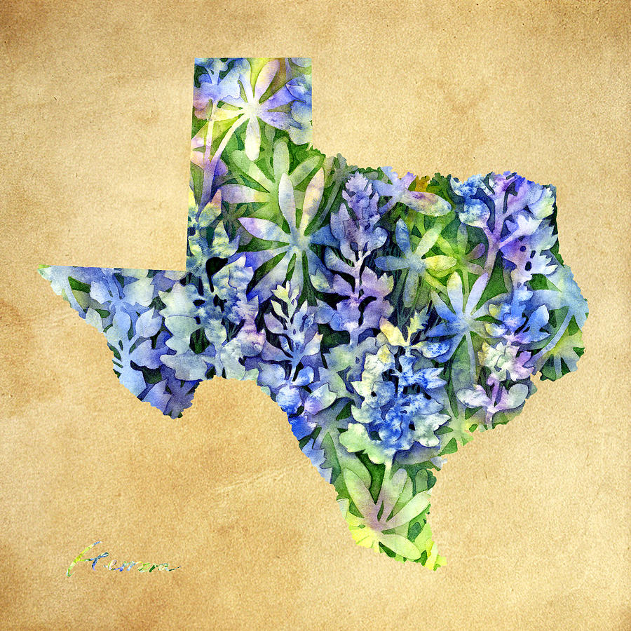 Texas Blues Texas Map Painting