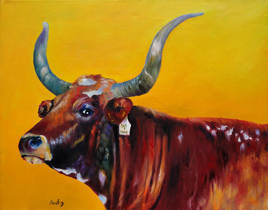 Bull Painting - Steak and Eggs by Robert and Jill Pankey