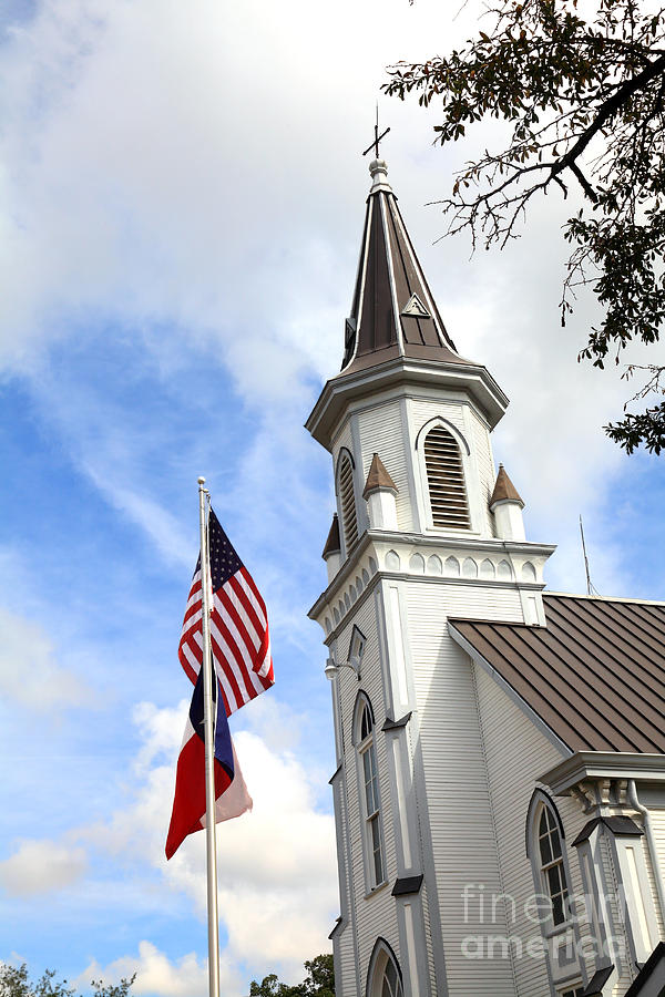 Texas Church and Flags Photograph by Pattie Calfy