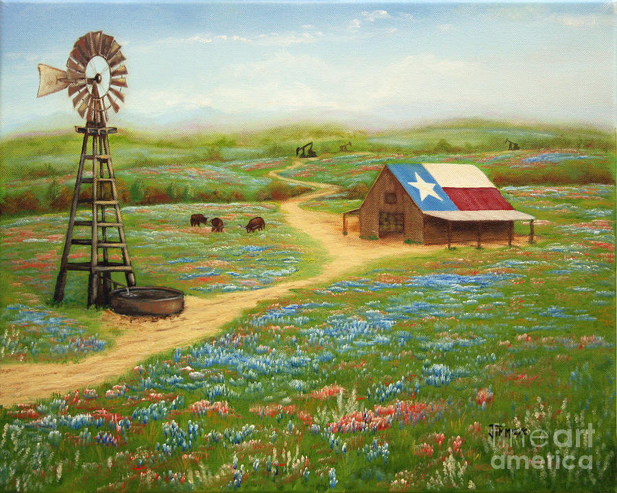 Cow Painting - Texas Countryside by Jimmie Bartlett
