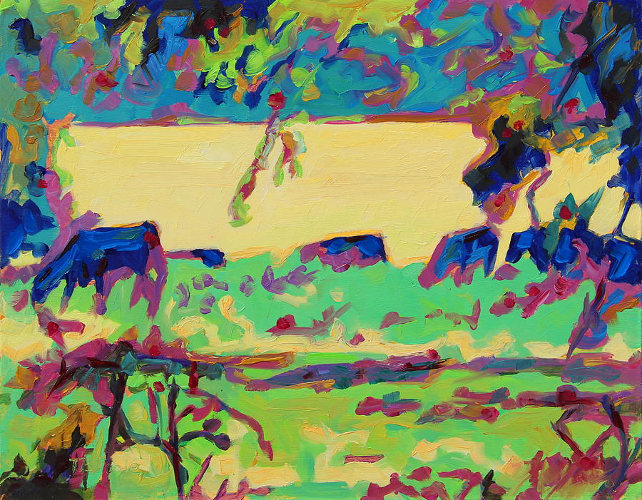 Texas Cows Grazing Landscape by Bertram Poole Painting by Thomas Bertram POOLE