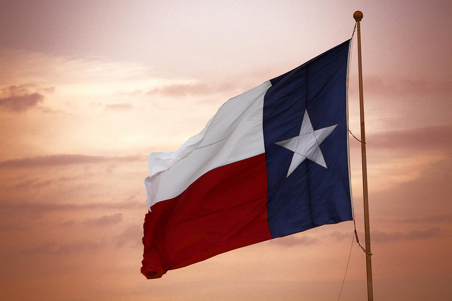 Sunset Photograph - Texas Flag at Sunset by Linda Phelps