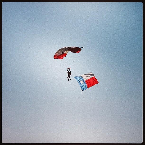 Houston Photograph - #texas #flag #paratrooper #sky by Alex Garcia