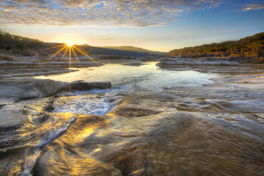 Texas Hill Country Images - Pedernales Falls March 1st Sunrise Photograph by Rob Greebon
