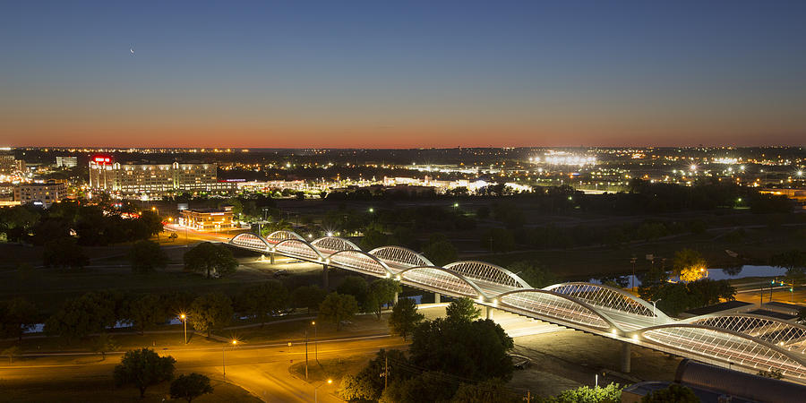 Texas Images 7th Street Bridge after Sunset Fort Worth Texa Photograph