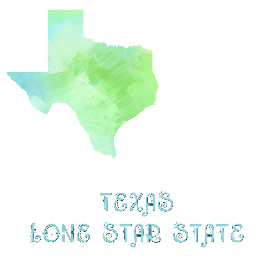 Texas - Lone Star State - Map - State Phrase - Geology Digital Art by Andee Design