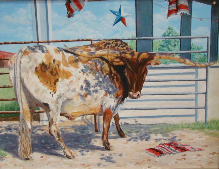 Bull Painting - Texas Longhorn by Terrie Leyton