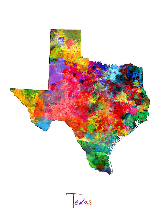 Texas Map Digital Art by Michael Tompsett
