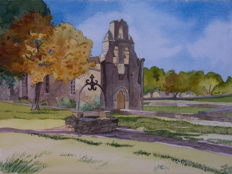 Texas Mission Painting by Terry Holliday