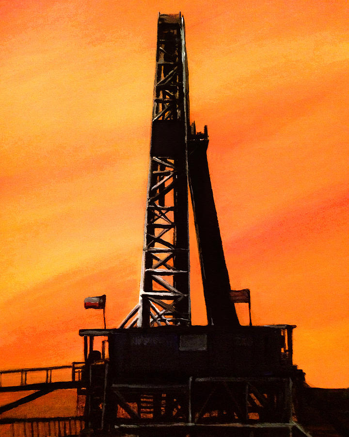 Texas Oil Rig Painting by Frank Botello