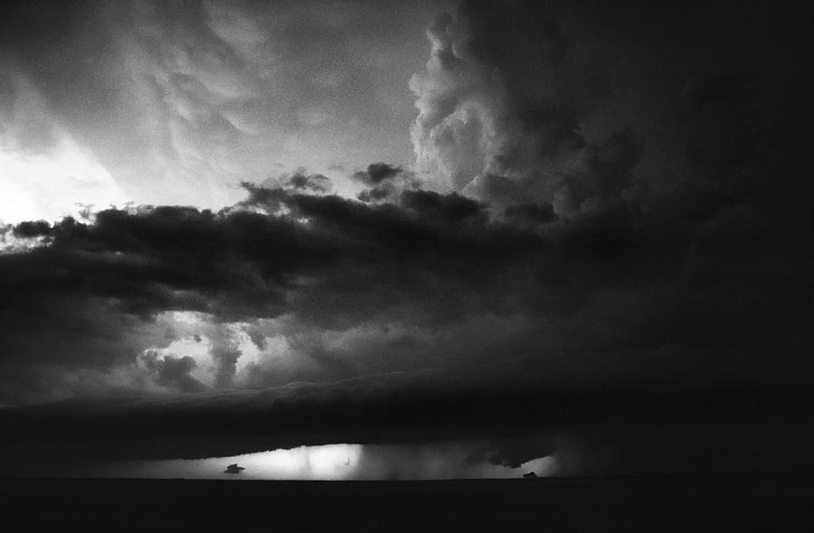 Texas Panhandle Supercell - Black and White Photograph by Jason Politte