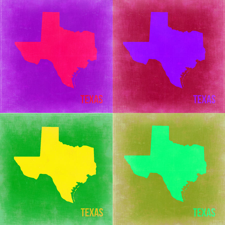 Texas Map Painting - Texas Pop Art Map 2 by Naxart Studio