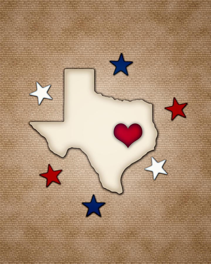 Texas Red Heart Digital Art by Ym Chin
