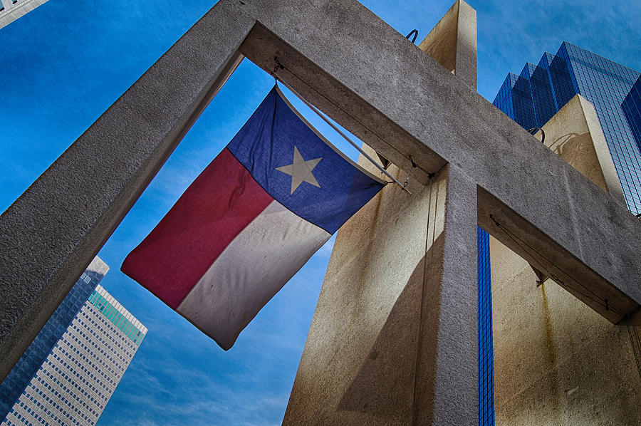 Texas State Flag Downtown Dallas Photograph by Kathy Churchman