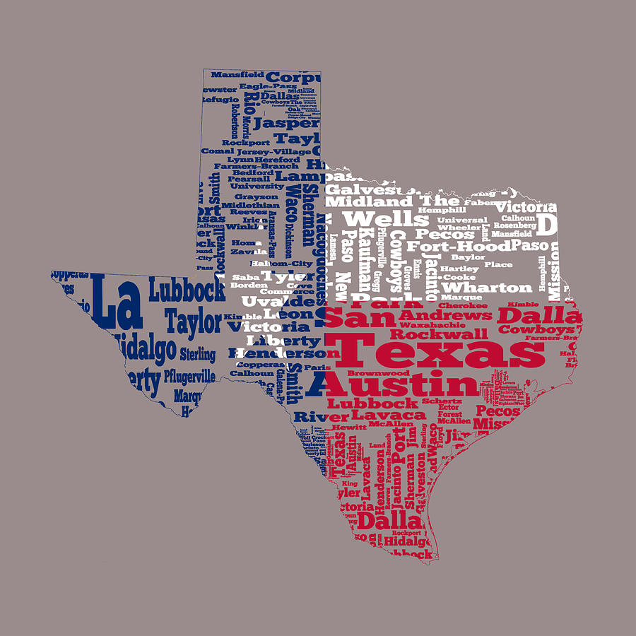 Texas State Flag Word Cloud Digital Art by Brian Reaves