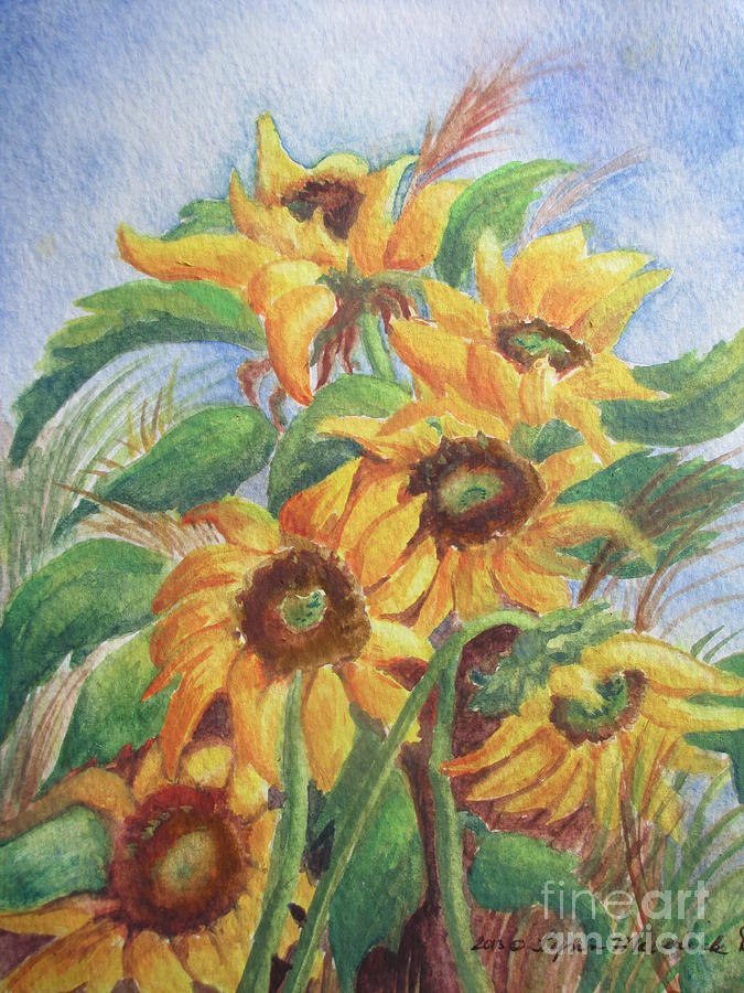 Texas Sunflowers Painting by Lynn Maverick Denzer