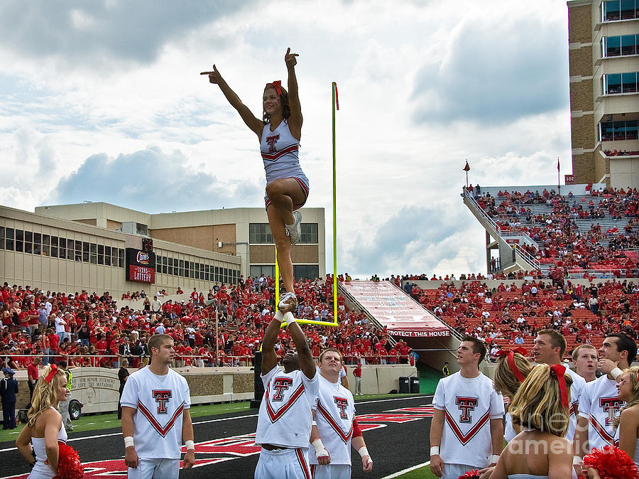Jones Stadium Photograph - Texas Tech Cheerleaders by Mae Wertz