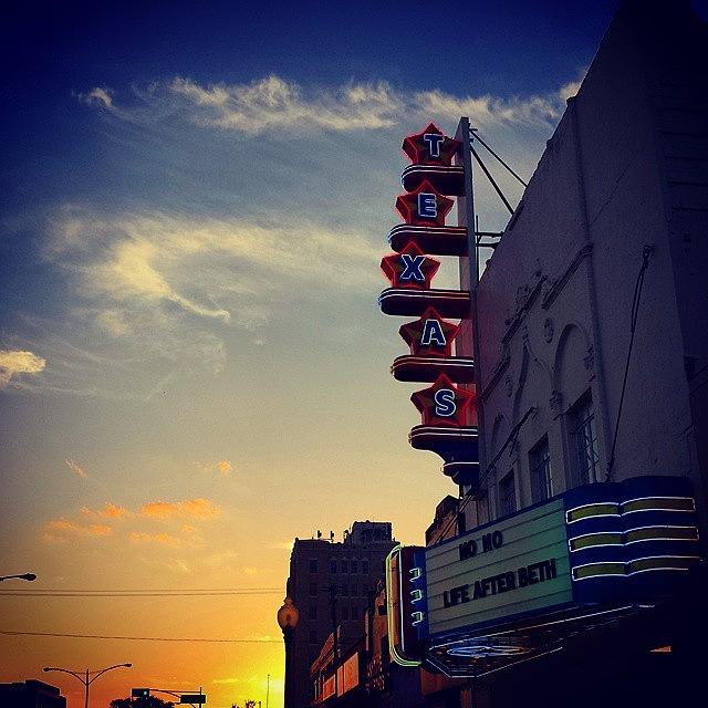 Sunset Photograph - Texas Theatre. West Jefferson. Oak by Marco Torres