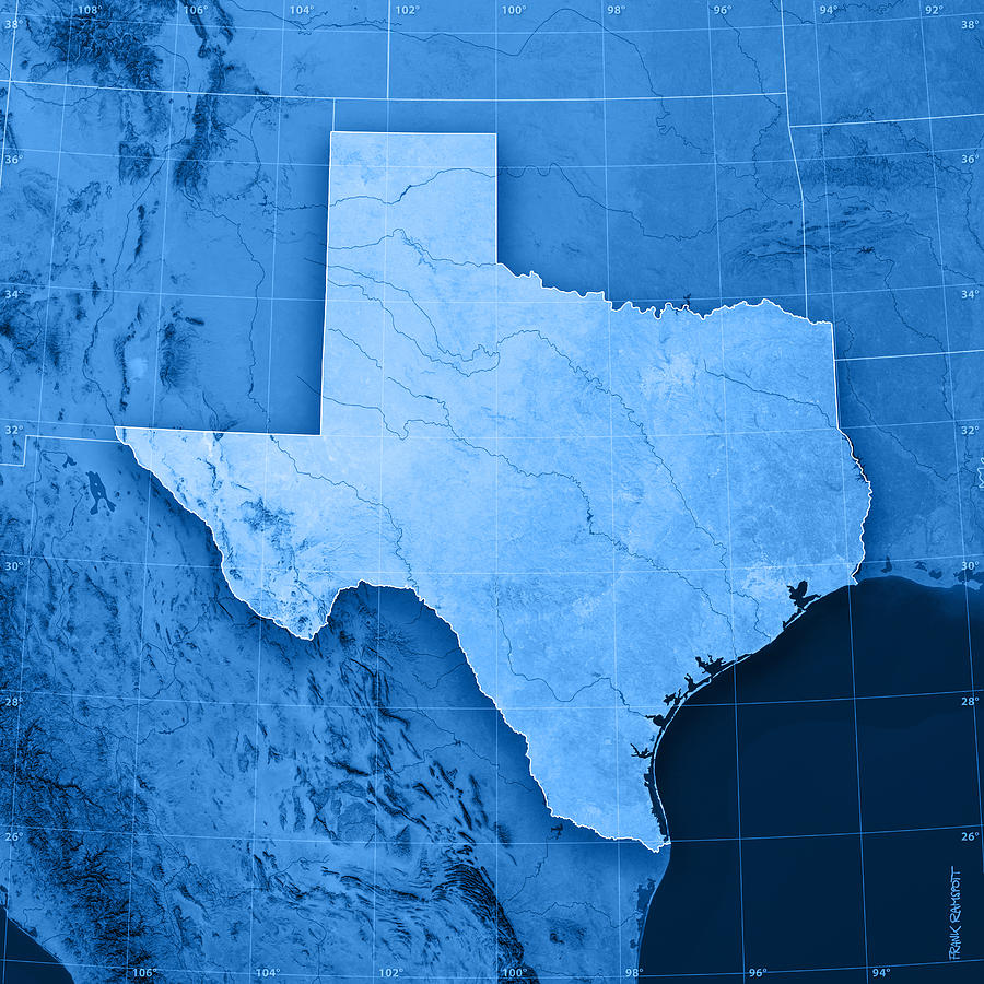 Nature Digital Art - Texas Topographic Map by Frank Ramspott