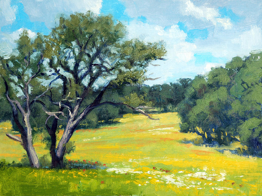 Landscape Painting - Texas Wildflowers by Armand Cabrera