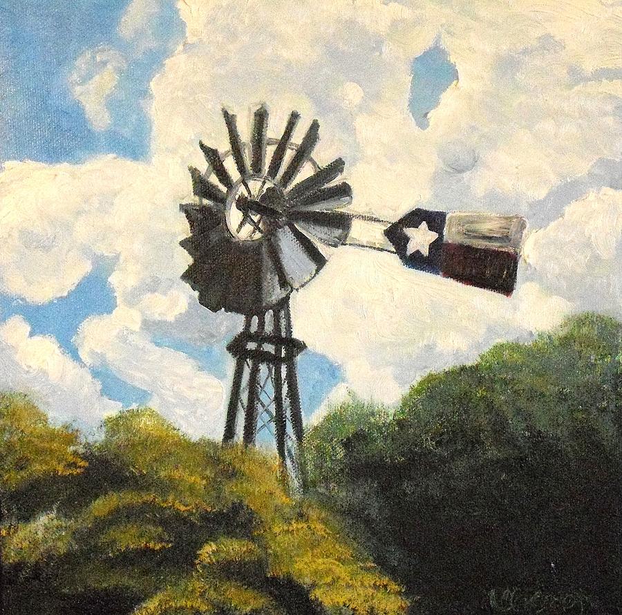 Texas Windmill Painting by Melissa Torres