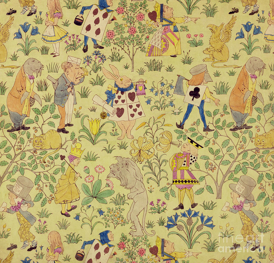 Textile design for Alice in Wonderland Painting by Voysey