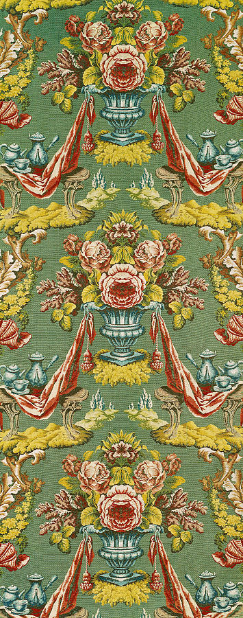Pattern Drawing - Textile With A Repeating Floral Motif, Lyon Workshop, Circa 1730 Silk Brocade by French School