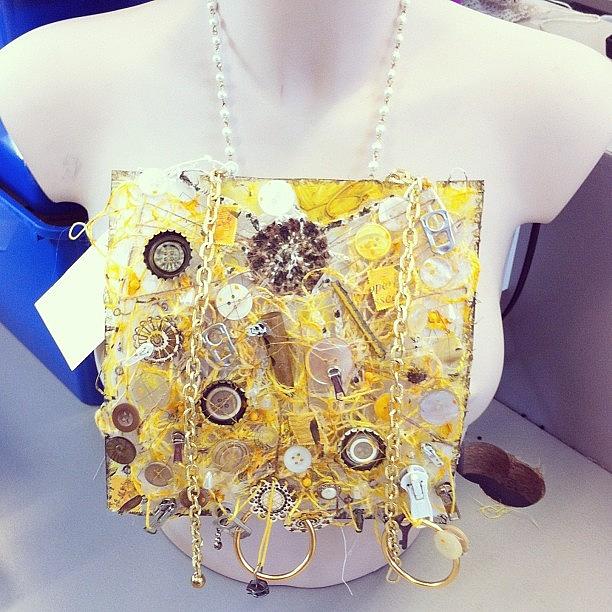 Sunflower Photograph - Textiles Exam Piece #necklace by Megan Shuttlewood