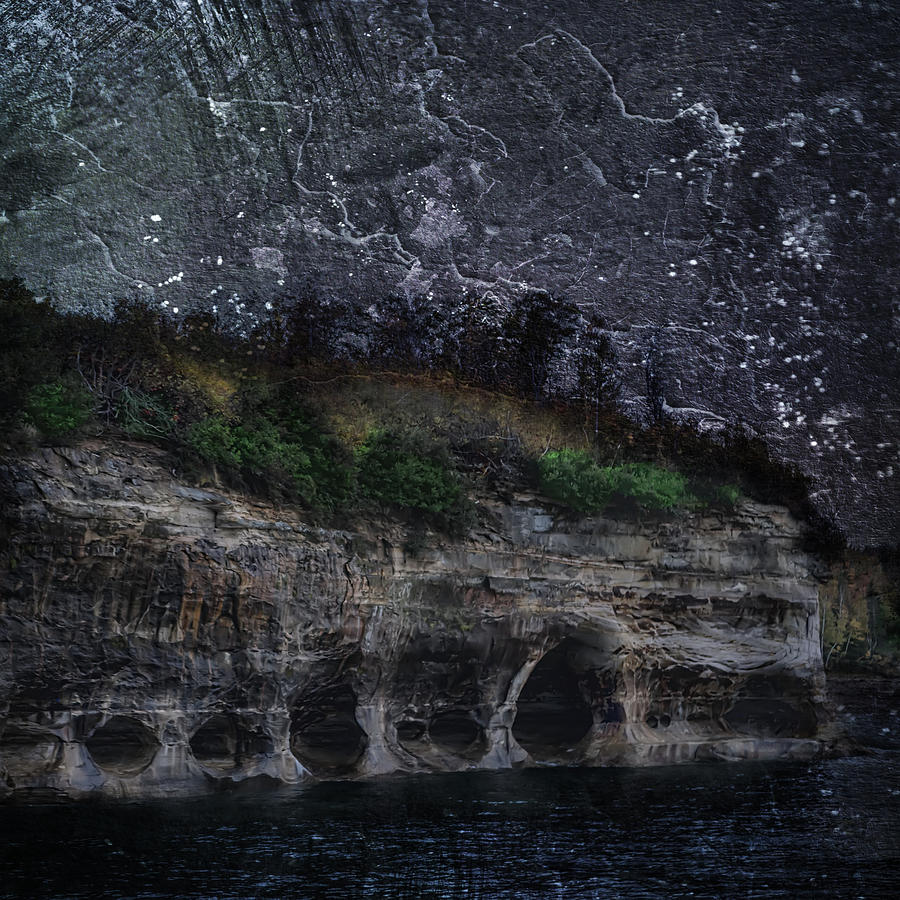 Textured Caves of Pictured Rock Michigan Photograph by Evie Carrier
