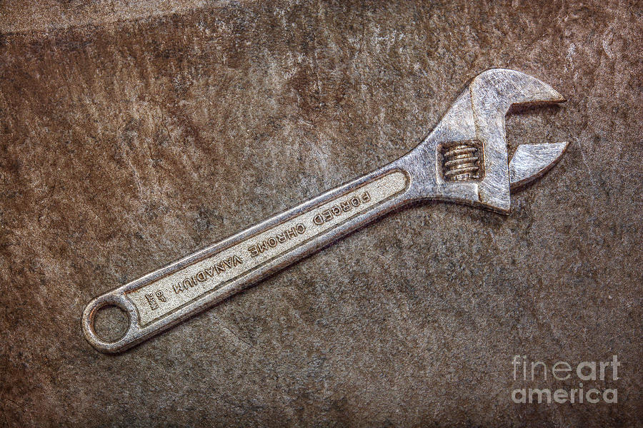 Textured Cresent Wrench on Slate Photograph by Randy Steele