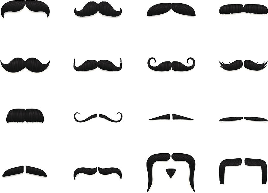 Textured mustache icons Drawing by Logorilla