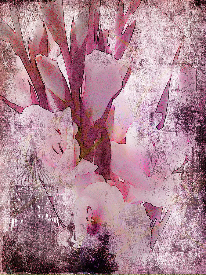 Gladiola Flower Photograph - Textured Pink Gladiolas by Sandra Foster