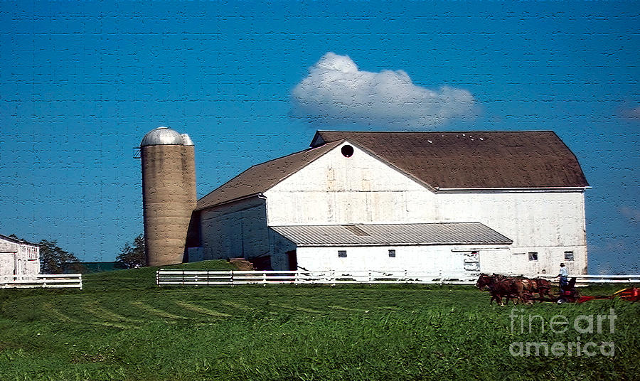 Barn Photograph - Textured - Plowing the Field by Gena Weiser