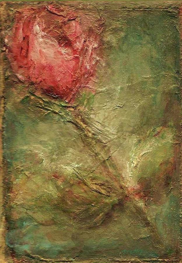 Textured Rose Art Painting by Mary Wolf